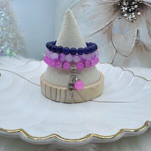 Pink, Ombre, & Violet Beaded Bracelets Trio Bundle